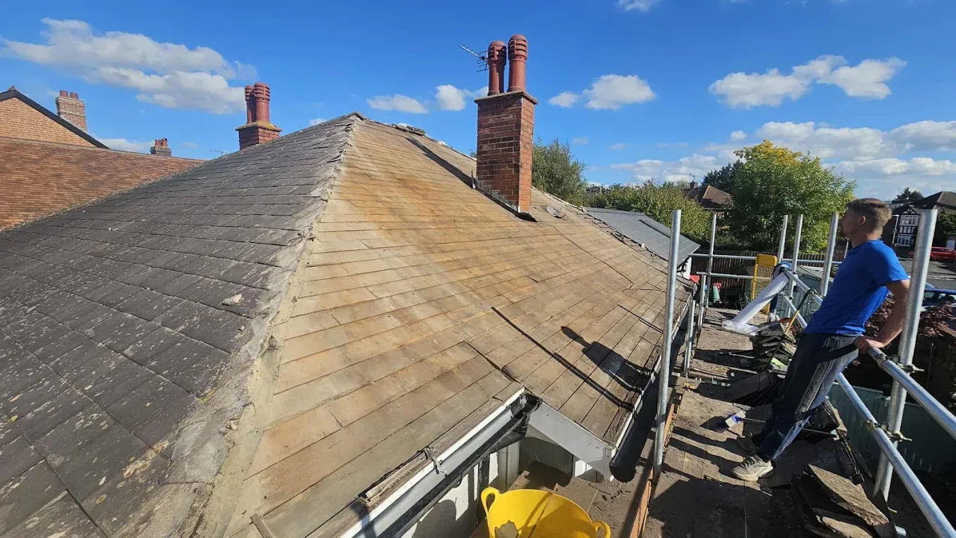 Slate roof from above